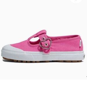Vans Style 93  Pink /White Canvas Slip-On Size 10 with Heart Buckle New no tag